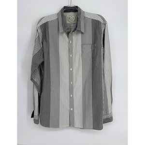 Native Code Mens Grey Striped Button Down Shirt Long Sleeve Cotton Blend Sz XL‎